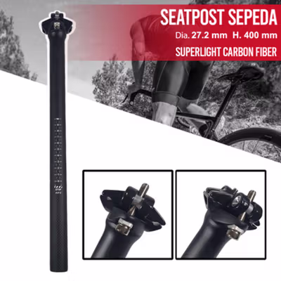 WCK Seatpost Sepeda Carbon Fiber Superlight Road Bike 27.2mm 400mm - Black