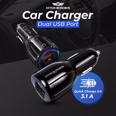 OTOHEROES Car Charger Mobil Fast Charging QC 3.0 Dual USB Port 3.1A - DC-681 - Black