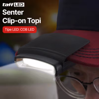 TaffLED Senter Clip-on Topi Headlamp Cap LED COB - M1800 - Black