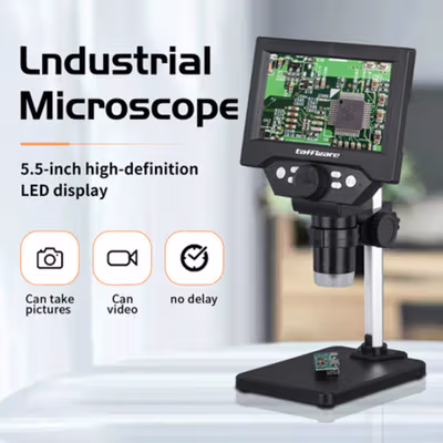 Taffware Mikroskop Digital 10 MP Pembesaran 1000X 5.5 Inch LED Display - G5 - Silver