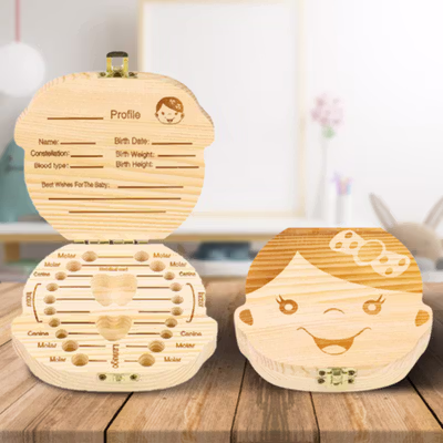 Kotak Tempat Gigi Susu Bayi Baby Teeth Wood Box Bayi Perempuan - No Color