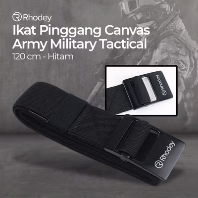 Rhodey Tali Ikat Pinggang Canvas Army Military Tactical 120cm - 9816 - Black