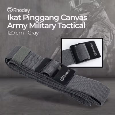 Rhodey Tali Ikat Pinggang Canvas Army Military Tactical 120cm - 9816 - Gray