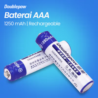 Doublepow Baterai Isi Ulang AAA Ni-MH Button Top 1250mAh 1.2V 2 PCS - No Color