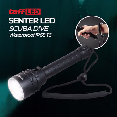 TaffLED Senter Selam Diving CREE T6 Waterproof IP68 10000 Lumens - TG-S151 - Black