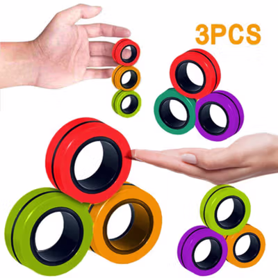 Lyshare Mainan Anak Magnetic Fidget Spinner Ring Children Toy - 77894 - Multi-Color