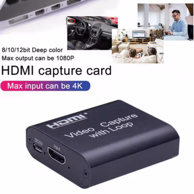 ALLOYSEED HDMI Video Capture Card Adapter Record Box USB 2.0 4K - MS119 - Black