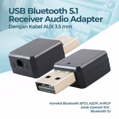 BUNDWIN Adapter Audio Receiver USB Bluetooth 5.1 - KN318 - Black