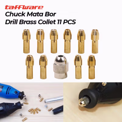 Taffware Chuck Mata Bor Drill Brass Collet 11 PCS - DMPJ-31 - Golden