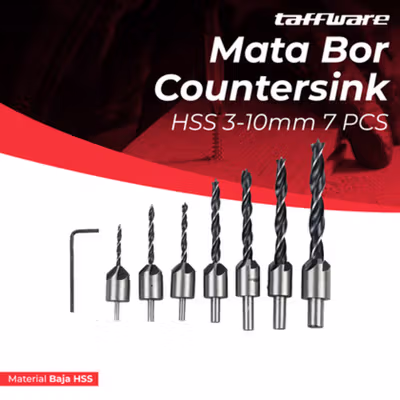 Taffware Mata Bor Drill Bit Countersink HSS 3-10mm 7 PCS - QST-K13 - No Color