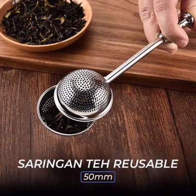 BalmyDays Filter Saringan Teh Reusable Tea Infuser Strainer 50mm - K522 - Silver