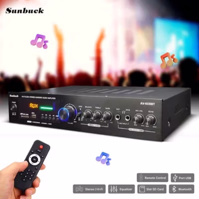 Sunbuck Audio Bluetooth Amplifier Karaoke 5CH 600W - AV-608BT - Black