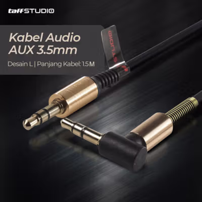 TaffSTUDIO Kabel Audio AUX 3.5mm Spring L Jack 1.5M - ZHY43938 - Black