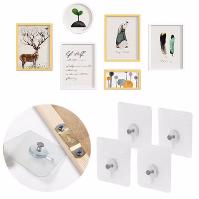 Basedidea Gantungan Frame Foto Lukisan Photo Frame Wall Hanger 4 PCS - BSD4 - White