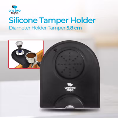 One Two Cups Silicone Holder Mat Tamper Kopi Espresso Barista - 0310 - Black