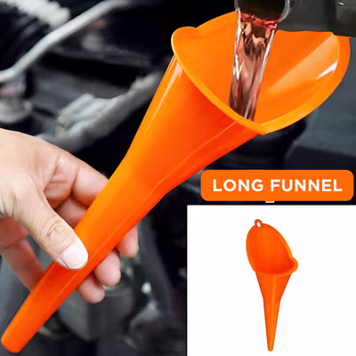 Carzkool Nozzle Corong Air Minyak Bensin Long Mouth Funnel - XMO755 - Orange