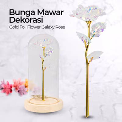 ACEVIVI Bunga Mawar Dekorasi Gold Foil Flower Galaxy Rose - AC0113 - Pink