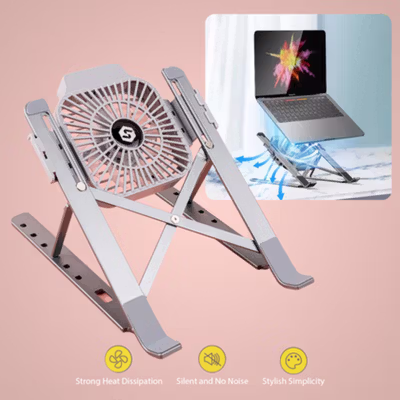DANYCASE Laptop Stand Aluminium Foldable with Cooling Fan - DC1316 - Gray