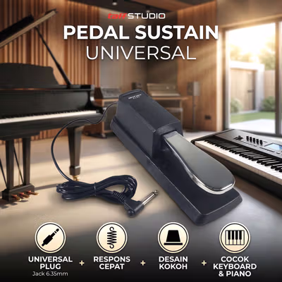 TaffSTUDIO Pedal Damper Sustain Piano Keyboard Universal Jack 6.35 mm - WTB-005 - Black