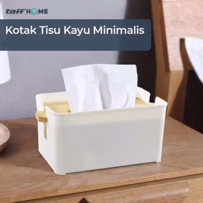 TaffHOME Kotak Tisu Kayu Minimalis Tissue Box - TS001 - White