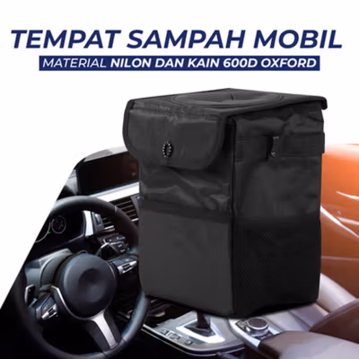 Dawndesslo Tempat Sampah Mobil Hanging Garbage Can Trash Bin - DE302 - Black