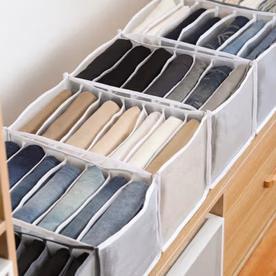 Junejour Kotak Sekat Pembatas Pakaian Organizer Jeans Box 7 Grid - M1468 - White