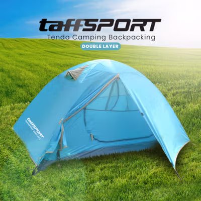 TaffSPORT Tenda Camping Lipat Otomatis 2 Orang Double Layer Waterproof - S003-JY-L - Blue