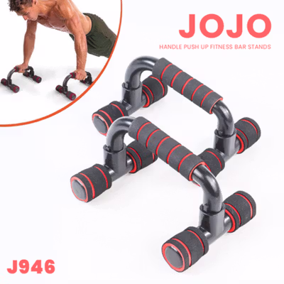 TaffSPORT Alat Bantu Push Up Handle Fitness Bar Stands 1 Pair - J946 - Black/Red