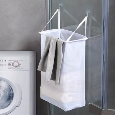 LISHEN Keranjang Gantung Pakaian Kotor Laundry Basket Wall Mounted - YJ39 - White