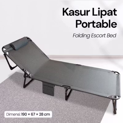 Zero Gravity Kursi Kasur Lipat Portable Folding Escort Bed - NG1 - Black