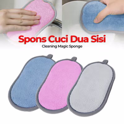 BEAR FAMILY Spons Cuci Dua Sisi Cleaning Magic Sponge - BE10 - Mix Color