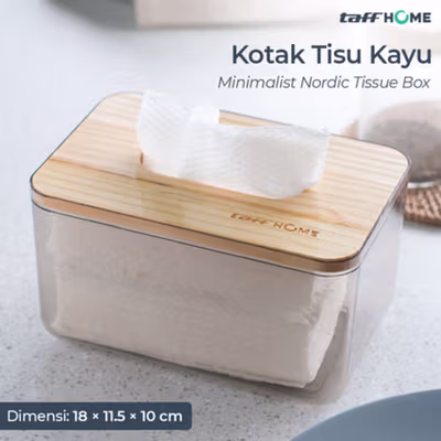 TaffHOME Kotak Tisu Kayu Nordic Minimalist Tissue Box Organizer Small - ZJ11 - Gray