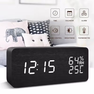 LikyYou Jam Meja Digital LED Clock Temperature Humidity Control - CYP-105 - Black