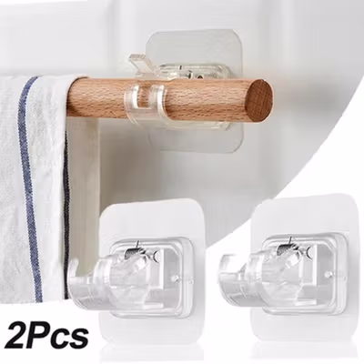 TaffHOME Clamp Gantungan Adhesive Wall Hanger Curtain Rod 2 PCS - TC22 - Transparent