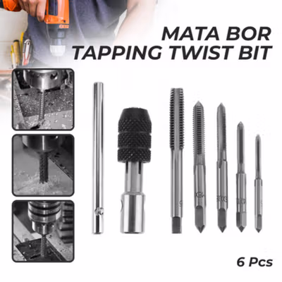 Alloet Mata Bor Wrench Drill Bit Hand Tapping Twist Bit 6 PCS - H21 - Silver