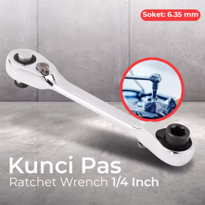 JNGEK Kunci Pas Ratchet Wrench 1/4 Inch - CR-V54 - Silver