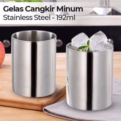 Mugumu Gelas Stainless Steel 201 Korea Single Wall Glass 192ml - MG031 - Silver