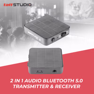 TaffSTUDIO Audio Bluetooth 5.0 2in1 Transmitter & Receiver 3.5mm - KN321 - Black