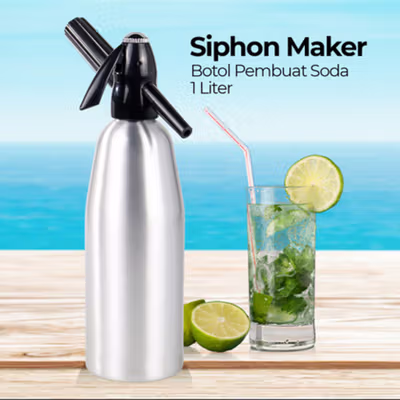 AFFORANY Botol Pembuat Soda Siphon Maker DIY Bartender CO2 1L - SD-MY - Silver