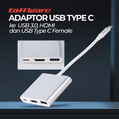 Taffware USB Type C 3.1 to USB 3.0 HDMI USB Type C - HPQ1034 - Silver
