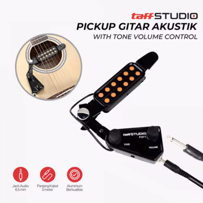 TaffSTUDIO Pickup Gitar Akustik With Tone Volume Control - P-011 - Black
