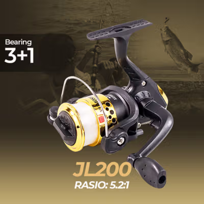 YUMOSHI Reel Pancing Spinning Fishing Reel 5.2:1 200 - JL200 - Golden