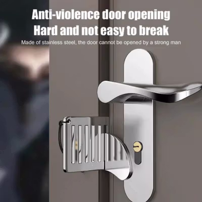 TaffHOME Kunci Pintu Portable Anti Lockpick Door Lock - HZP16 - Silver