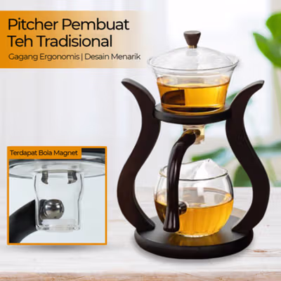 Chameilai Pitcher Pembuat Teh Tradisional Infuser Teapot Borosilicate - K10 - Transparent