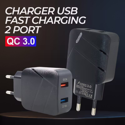 CARPRIE Charger USB Fast Charging QC 3.0 2 Port 3A - TE-820 - Black