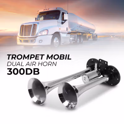 HEYVO Klakson Trompet Mobil Dual Air Horn 300dB 12V/24V - LD-201 - Silver