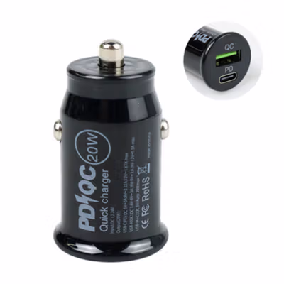 KUULAA Car Charger Mobil Fast Charging PD QC 3.0 Type C USB Port 20W - A318 - Black