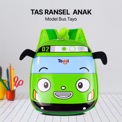Toddi Tas Ransel Sekolah Anak Backpack Model Bus Tayo - KC03 - Green
