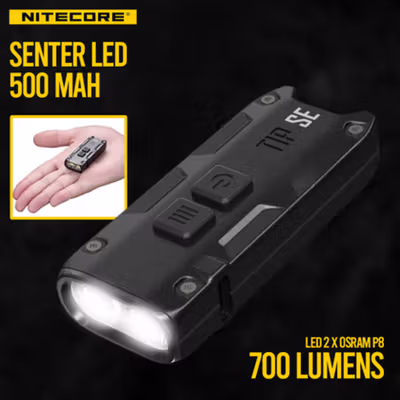 NITECORE Senter LED OSRAM P8 Rechargeable Waterproof IP54 700 Lumens - TIP SE - Black