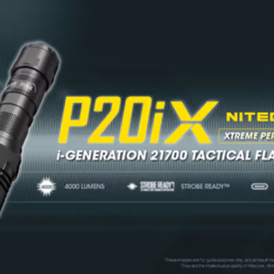 NITECORE Senter LED Cree XP-L2 V6 Tactical Waterproof IP68 4000 Lumens - P20iX - Black